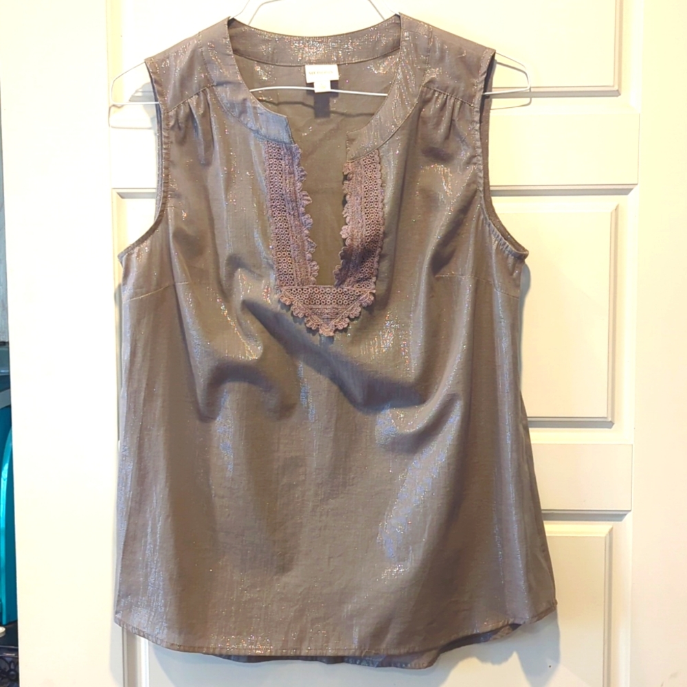 Sleeveless shimmer blouse tank top